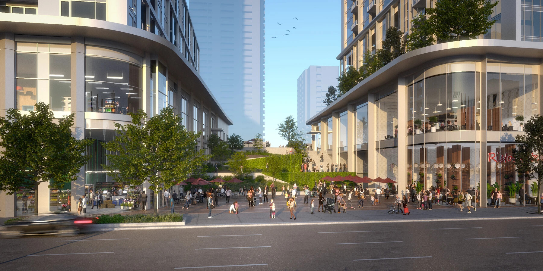 Ground level rendering of Rail Deck Development