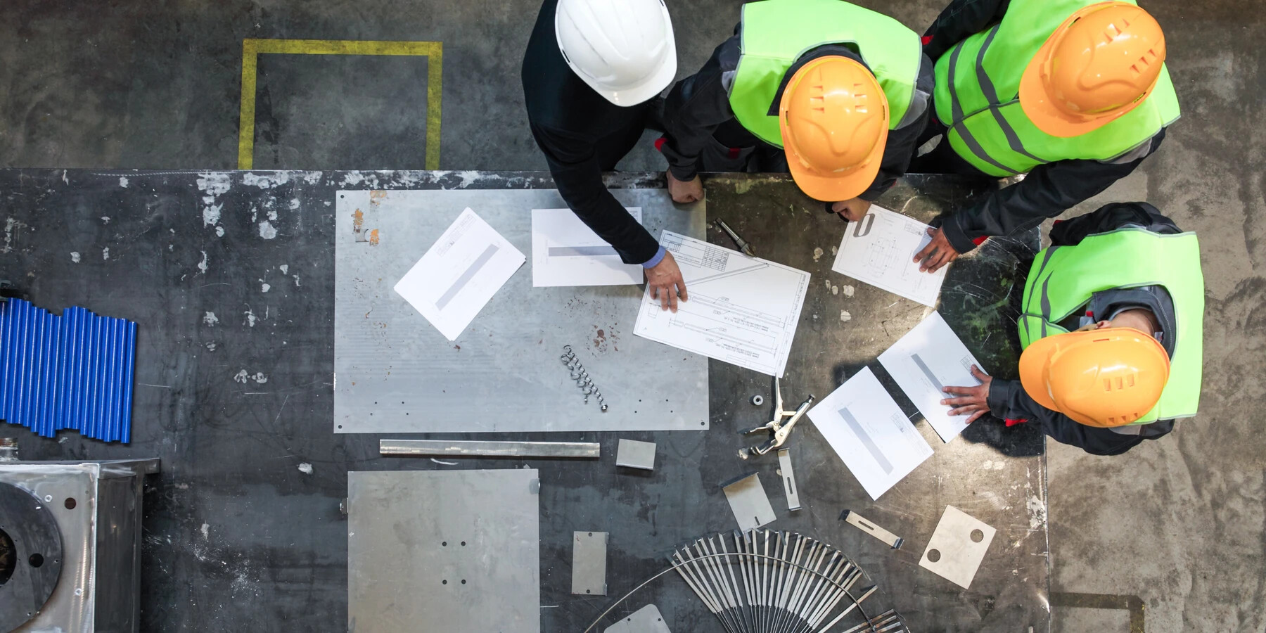 Construction workers talking