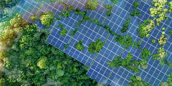 solar panel with greenery