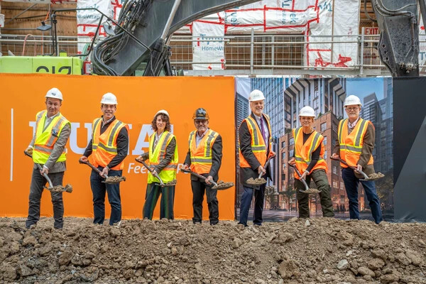 Image of project partners at ceremonial groundbreaking of The Benjamin in Toronto.