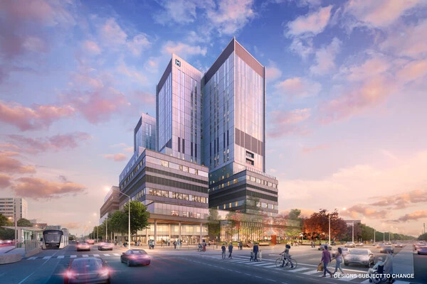 exterior render of a hospital